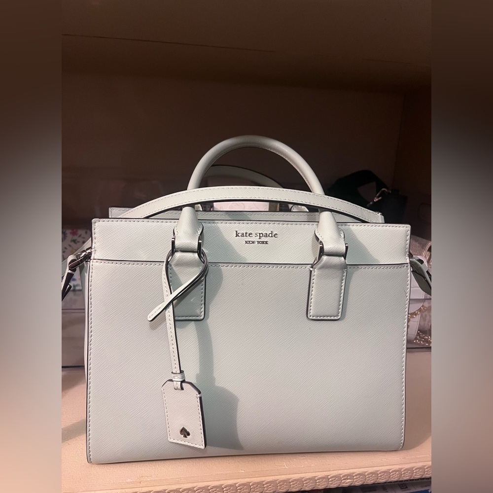 kate spade pastel mint green leather satchel - Picture 6 of 6
